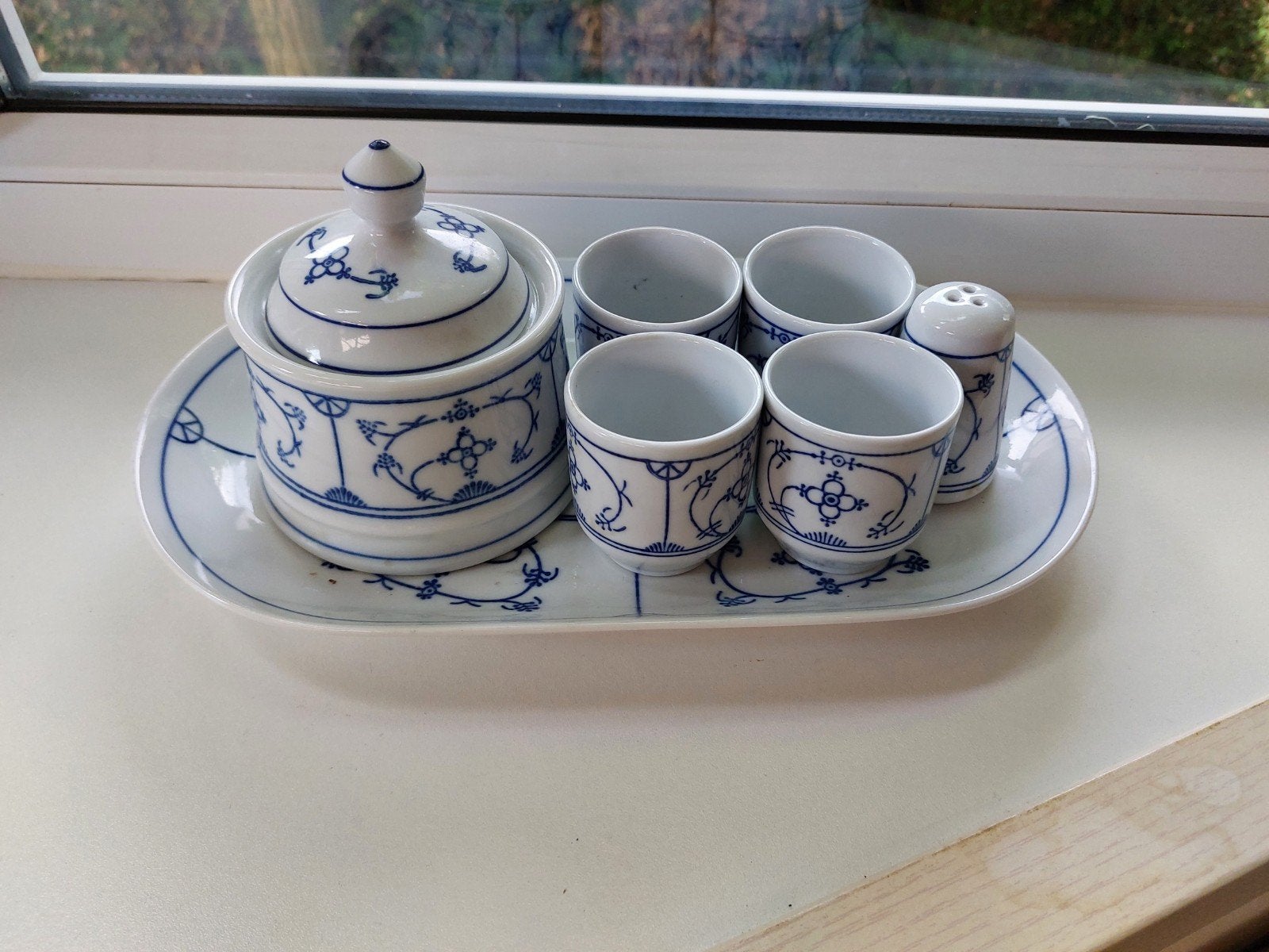 Jäger Original Blau Zwiebelmuster Eierdopjes Set, Antiek en Kunst, Ophalen