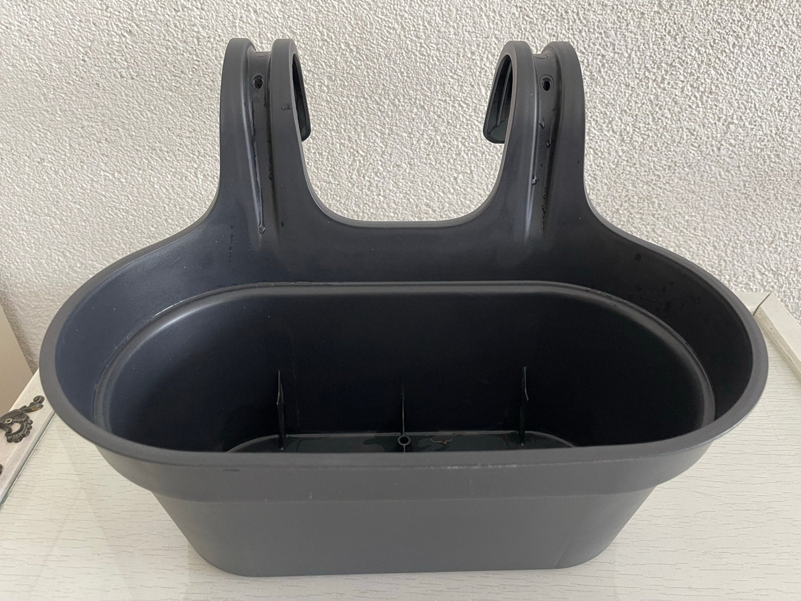 Set van 3 Balkon Bloempotten - Grijs Kunststof, 25 tot 40 cm, Kunststof, Balkon, Ophalen of Verzenden