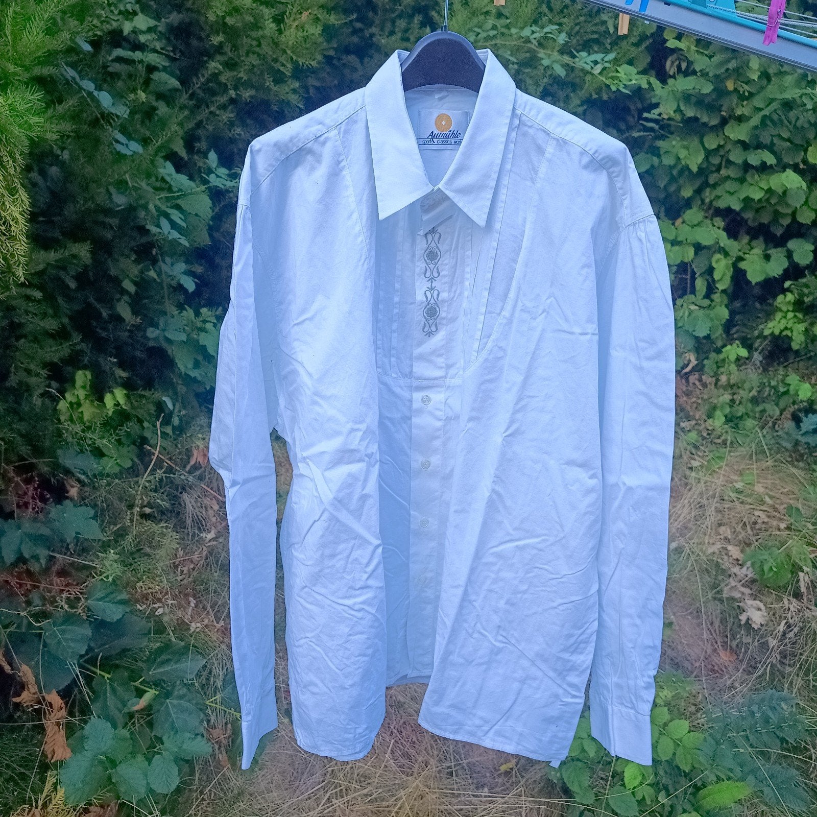 Trachten overhemd 46 XL van Aumühle 100% katoen wit, Overige maten, Ophalen of Verzenden, Zo goed als nieuw, Kleding