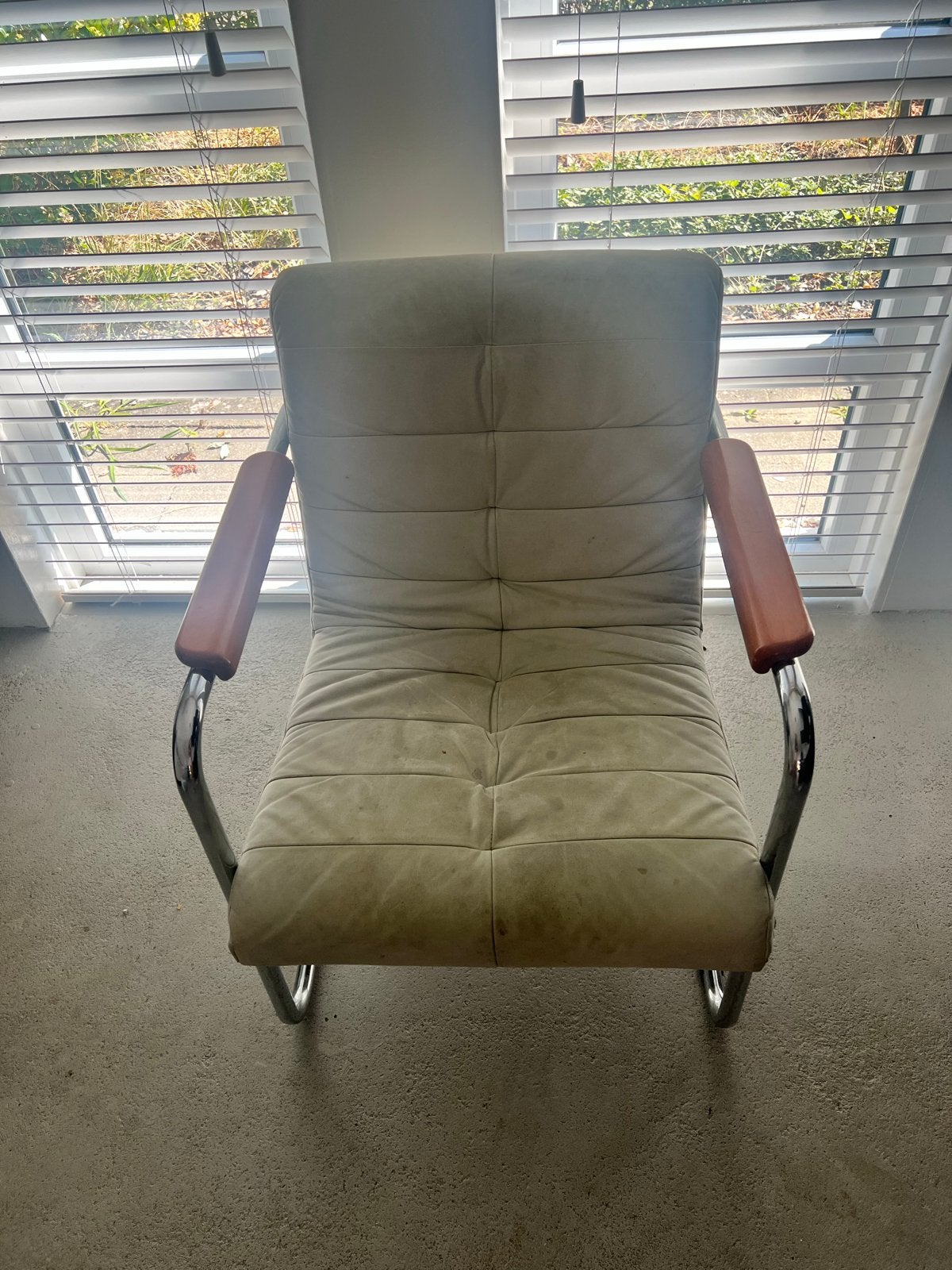 Design stoel met chromen frame en leren bekleding, Ophalen, Gebruikt, Overige kleuren, Leer