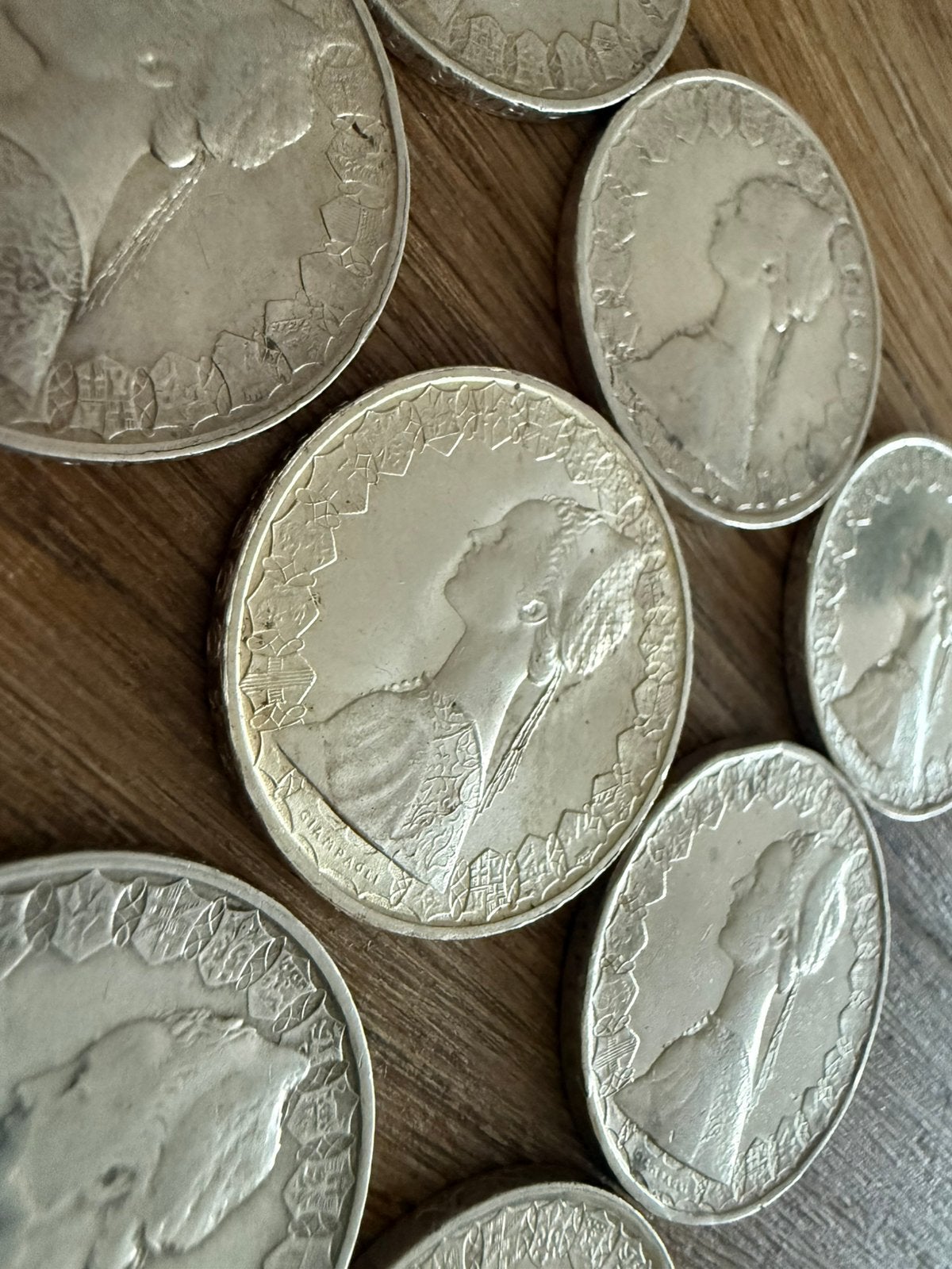 14x Italiaanse zilveren 500 Lire munten (1961 & Caravelle), Ophalen of Verzenden, Italië, Zilver