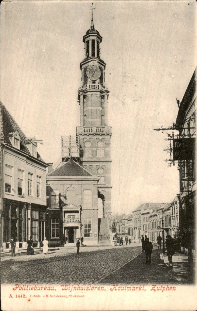 Zutphen - Wijnhuistoren - Houtmarkt, Ophalen of Verzenden, 1920 tot 1940, Gelopen, Gelderland