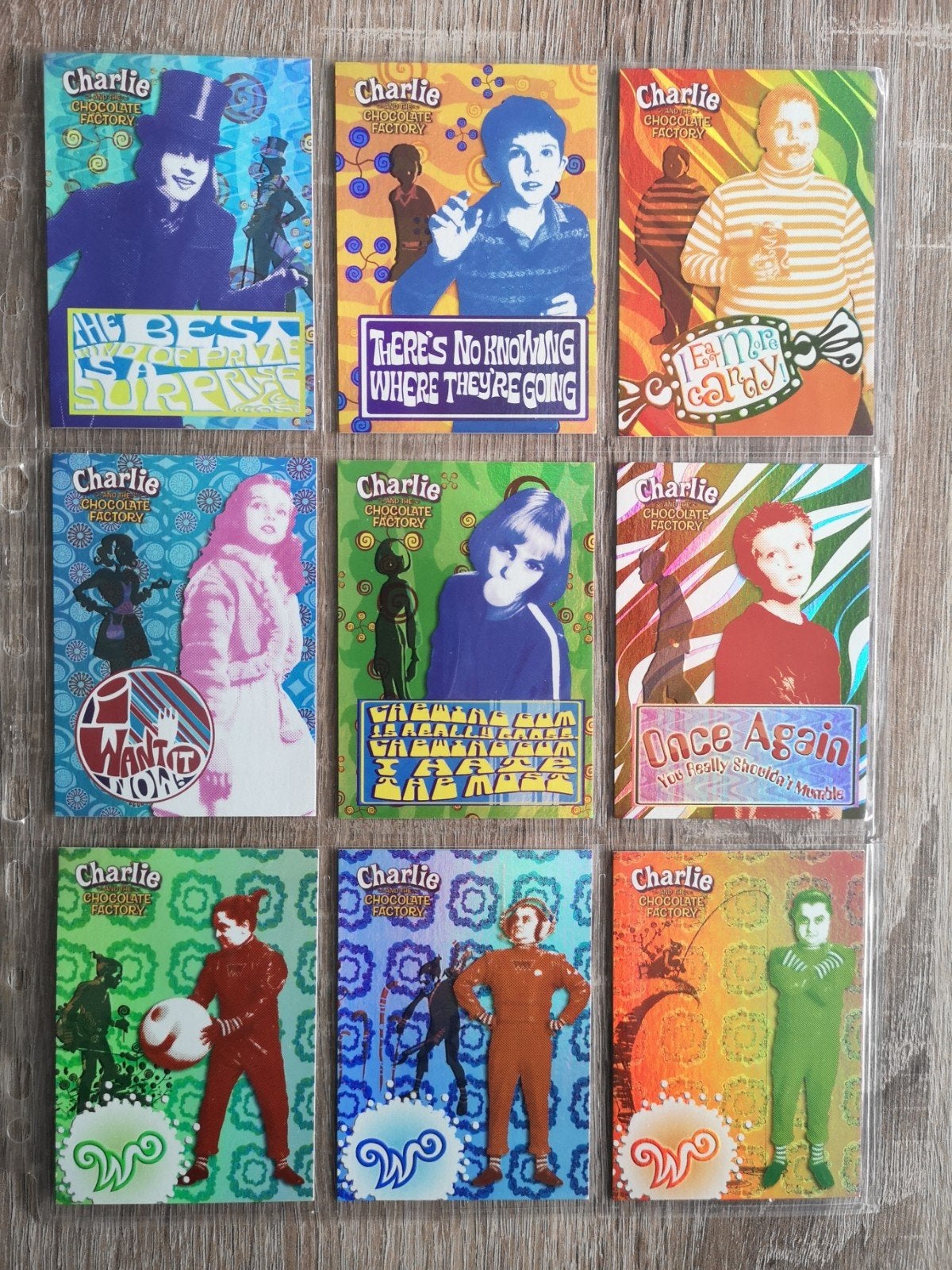 Charlie and the Chocolate Factory trading cards foil set, Ophalen of Verzenden, Zo goed als nieuw, Film, Foto of Kaart