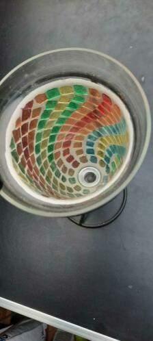 vaasje windlichtje op metalen standaard, Overige materialen, Gebruikt, Overige kleuren, Ophalen of Verzenden