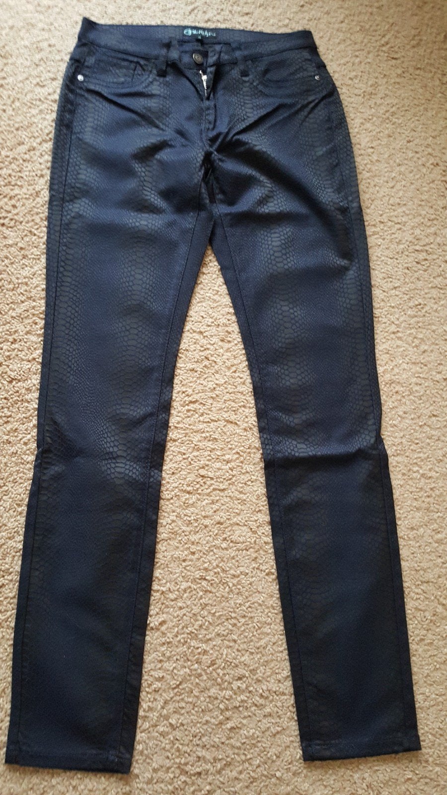 GEISHA DONKERBLAUWE STRETCH BROEK MET PRINT MAAT M, Maat 38/40 (M), Geisha, Blauw, Nieuw