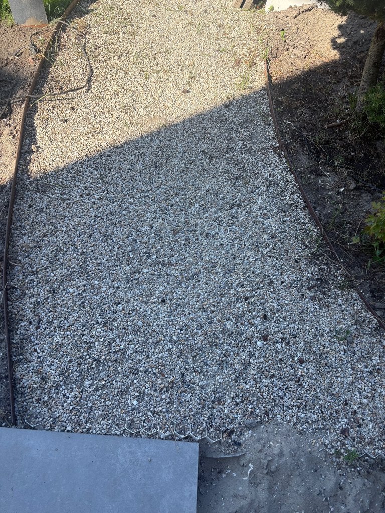 Gratis ophalen: 4m2 split grind beige grijs, Tuin en Terras, Grind, Keien en Split, Ophalen, Overige materialen, Gebruikt, Beige