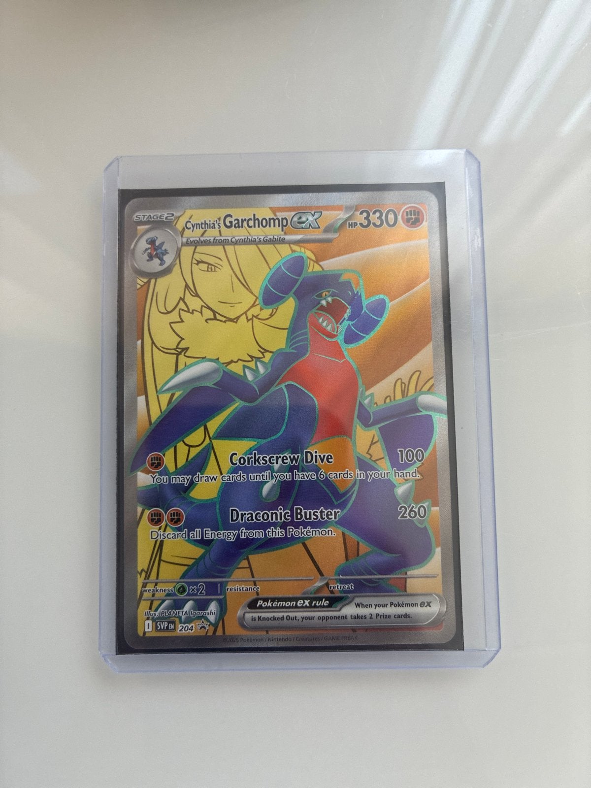 Cynthia's Garchomp ex Full Art Pokémon Kaart, Ophalen, Zo goed als nieuw, Losse kaart, Foil