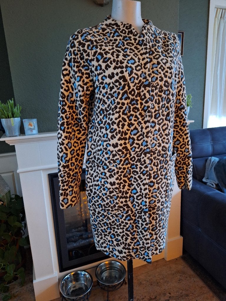 Josephine en Co luipaard jas vest S 36 beige bruin blauw, Kleding | Dames, Josephine & Co, Verzenden, Beige, Zo goed als nieuw