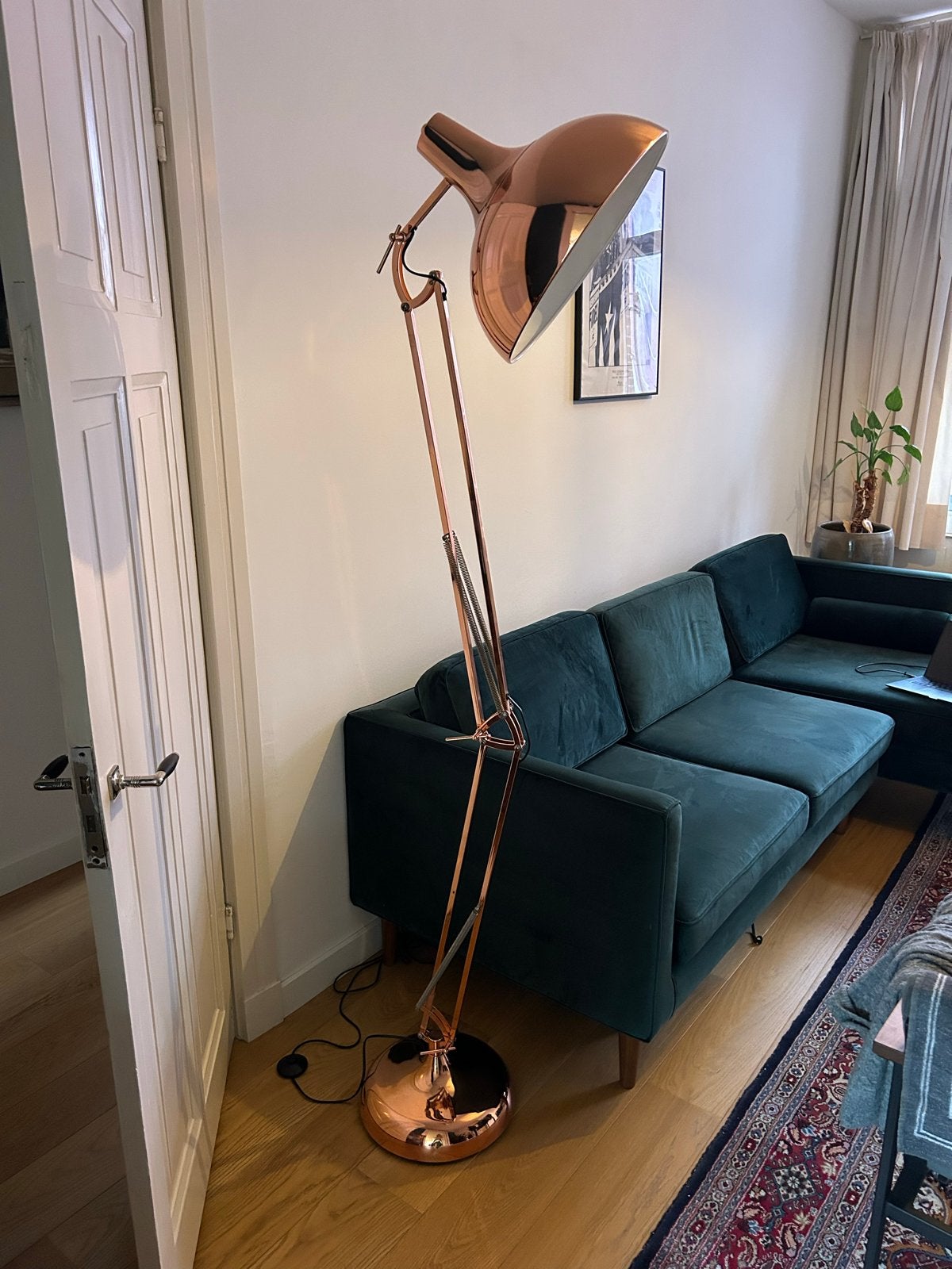 Koperkleurige Vloerlamp, Ophalen, Gebruikt, E27 (groot), Metaal