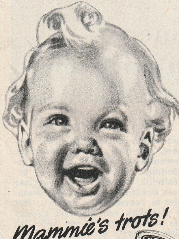 retro reclame 1954 Zwitsal poederbus mammie's trots, Verzamelen, Retro, Verzenden, Overige typen