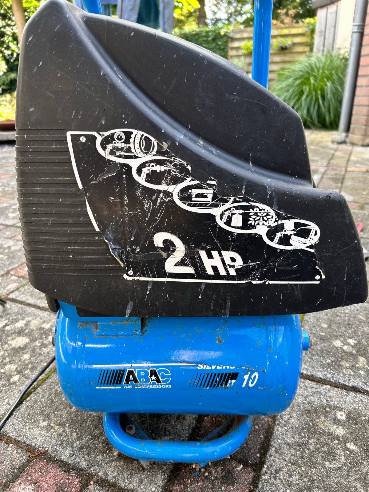 ABAC OL231 Olievrije Compressor 10 Liter - 2 PK, Doe-het-zelf en Verbouw, Ophalen, Gebruikt, 6 tot 10 bar, Minder dan 200 liter/min