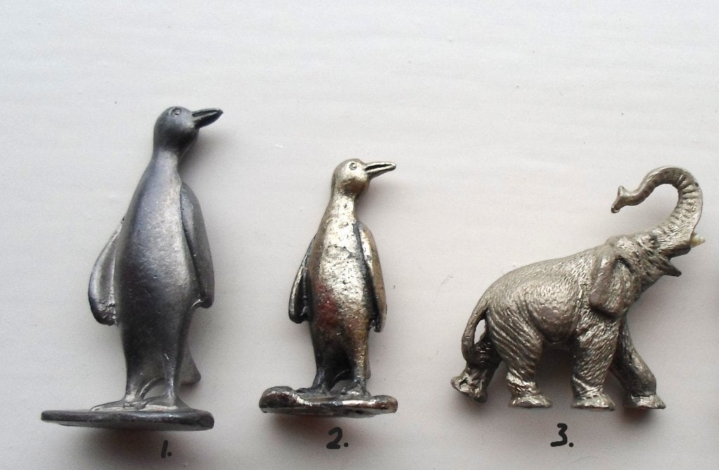 2 Tinnen Pinquins en Olifant., Verzamelen, Ophalen of Verzenden, Gebruikt, Dier