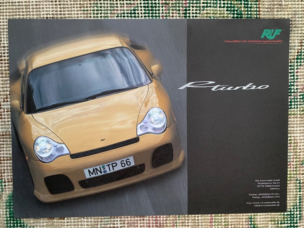 Leaflet specs kaart folder Porsche 911 996 RUF R Turbo, Boeken, Ophalen of Verzenden, Nieuw, Porsche, RUF