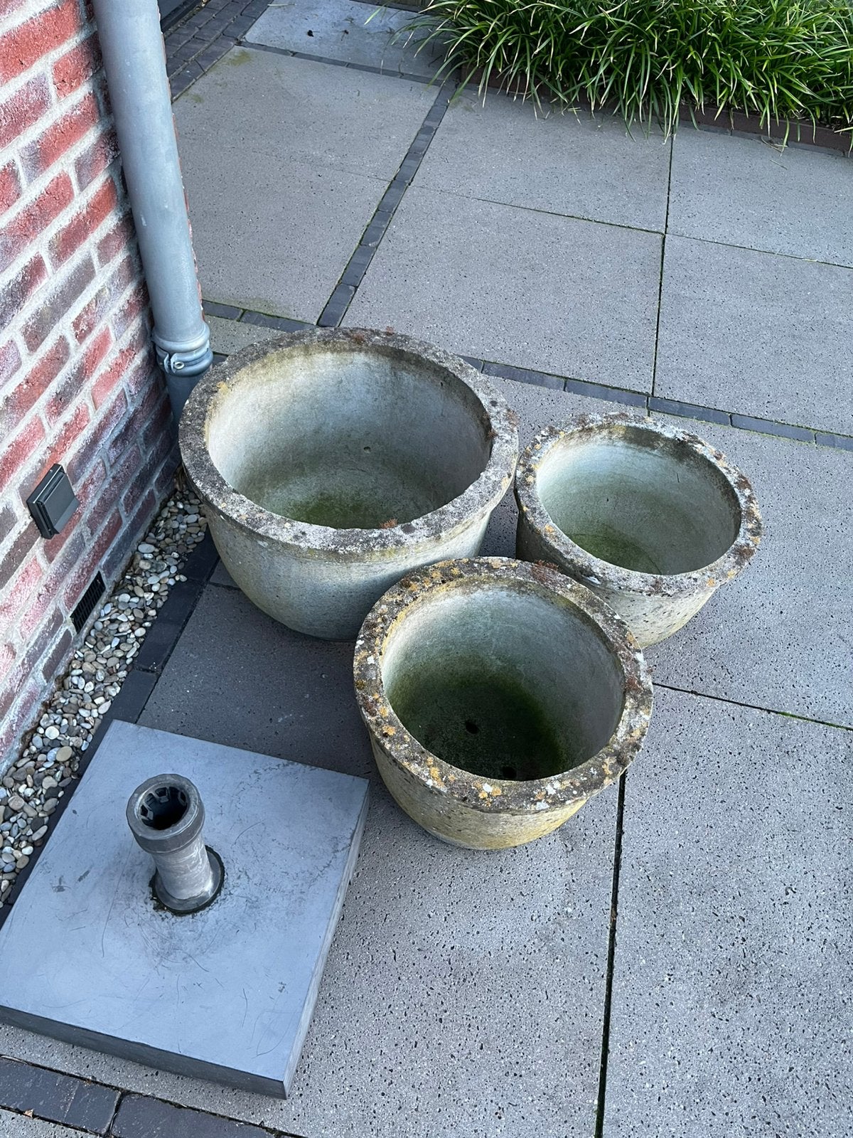 3 betonnen plantenbakken, Tuin en Terras, Ophalen, Gebruikt, Rond, Balkon