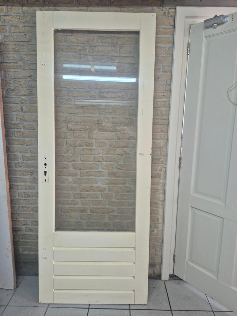 Gebruikte binnendeur met glas en houten panelen, Ophalen, Gebruikt, 80 tot 100 cm, Binnendeur