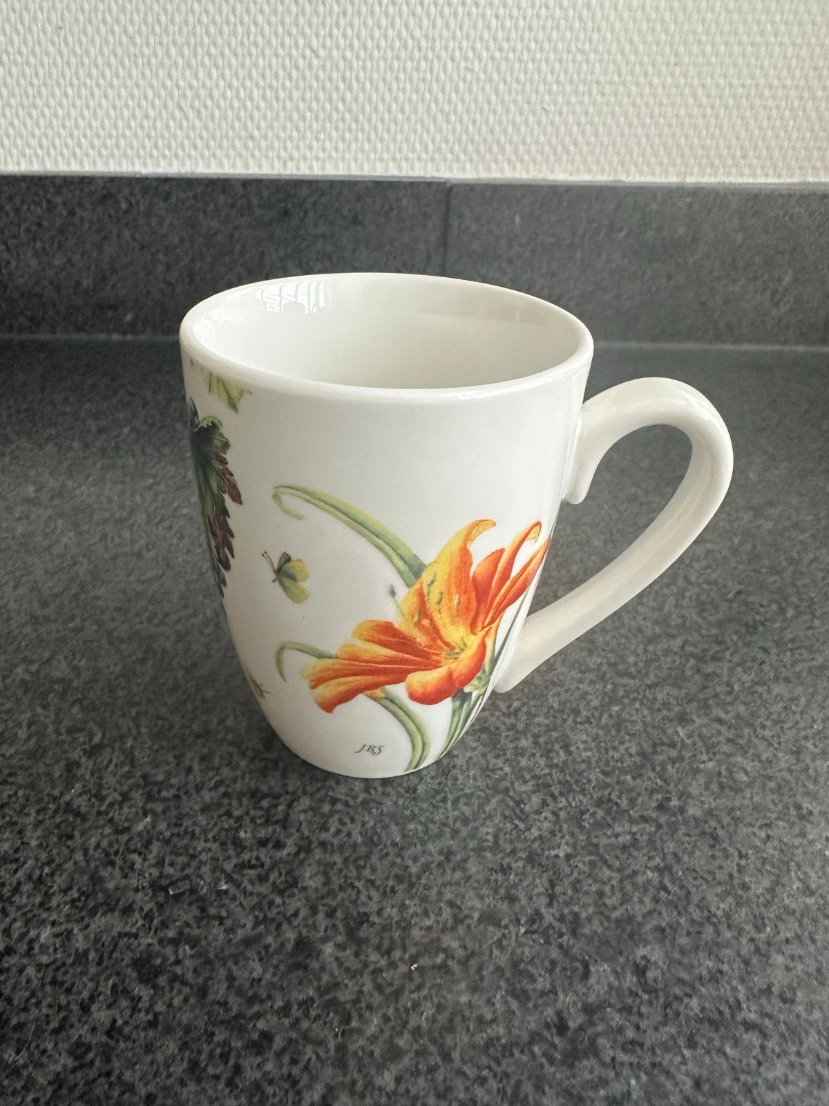 JBS Seasons Mok met Bloemen en Druivenprint, Overige merken, Keramiek, Zo goed als nieuw, Overige stijlen