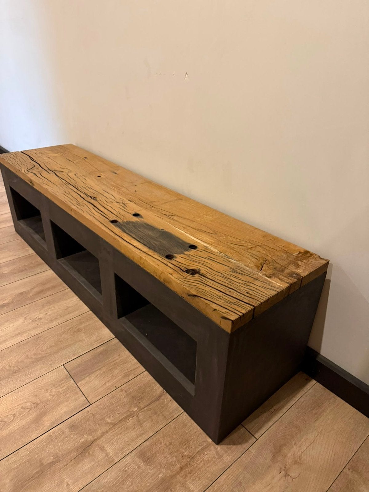 TV meubel betonseree met eikenhouten blad, Huis en Inrichting, Ophalen, 25 tot 50 cm, Minder dan 100 cm