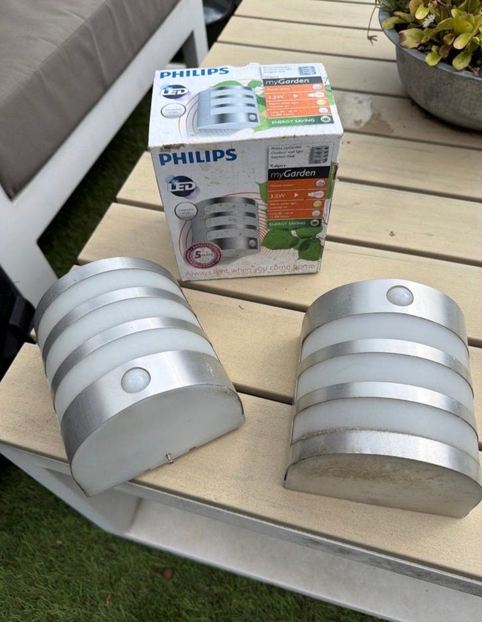 3 Philips LED buitenverlichting met sensor, Bewegingssensor, Minder dan 50 watt, Wandlamp, Aluminium