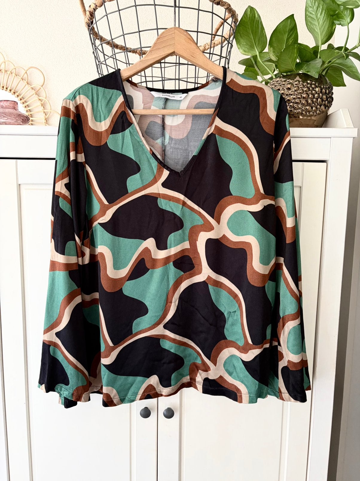 Summum viscose blouse maat 42, Ophalen of Verzenden, Zo goed als nieuw, Maat 42/44 (L), Groen