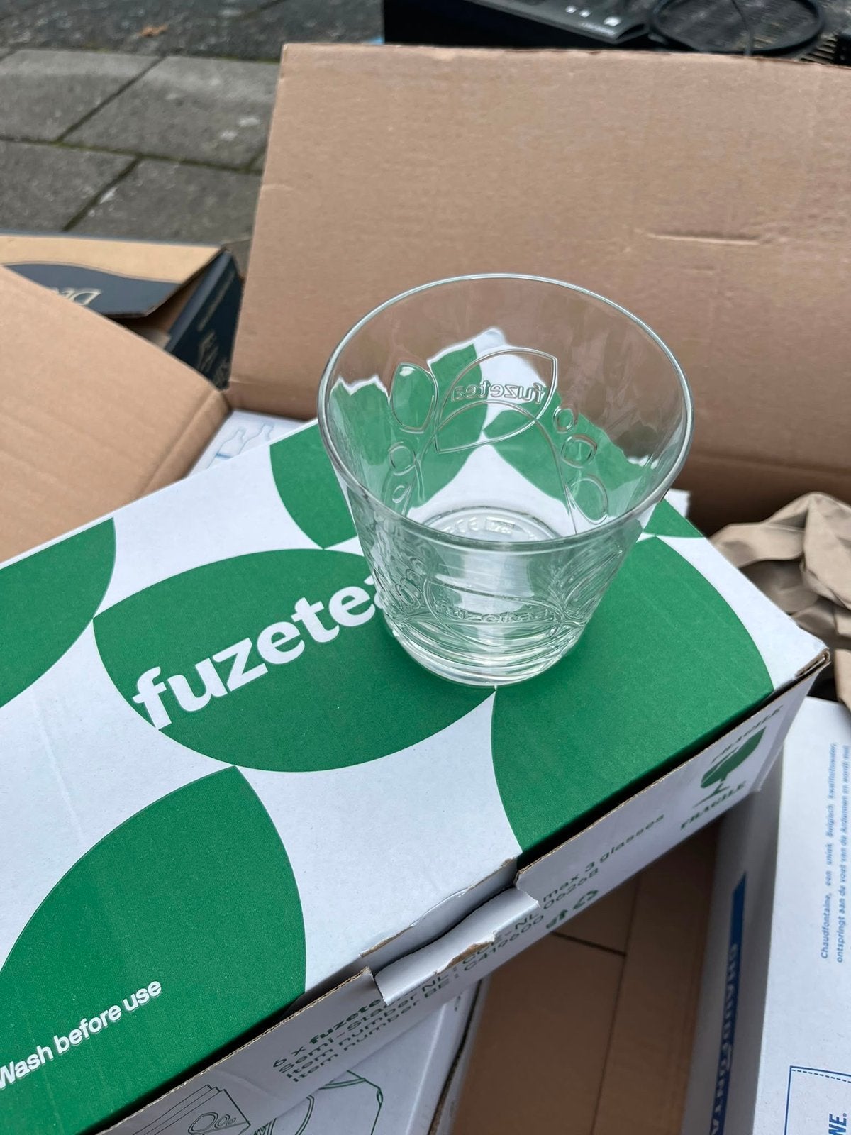 18x Nieuwe Fuze Tea glazen in doos, Nieuw, Ophalen of Verzenden, Overige merken, Glas