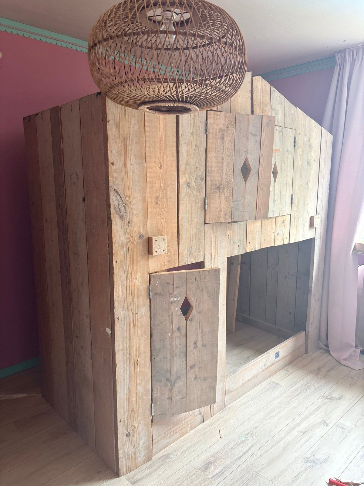Boomhut stapelbed steigerhout, Ophalen, Gebruikt, Stapelbed