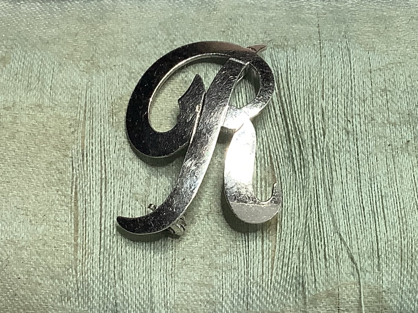 ORIGINELE 925 ZILVER LETTER R BROCHE, Verzenden, Zilver, Broche