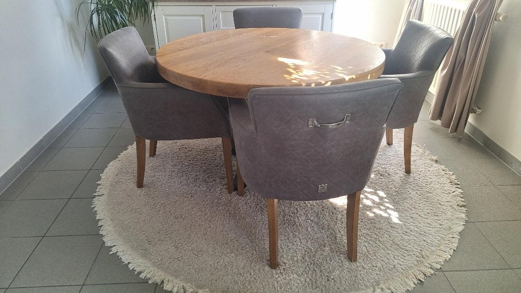 4 prachtige grijze landelijke stoelen Riviera Maison, Huis en Inrichting, Stoelen, Ophalen, Gebruikt, Grijs, Vijf, Zes of meer stoelen