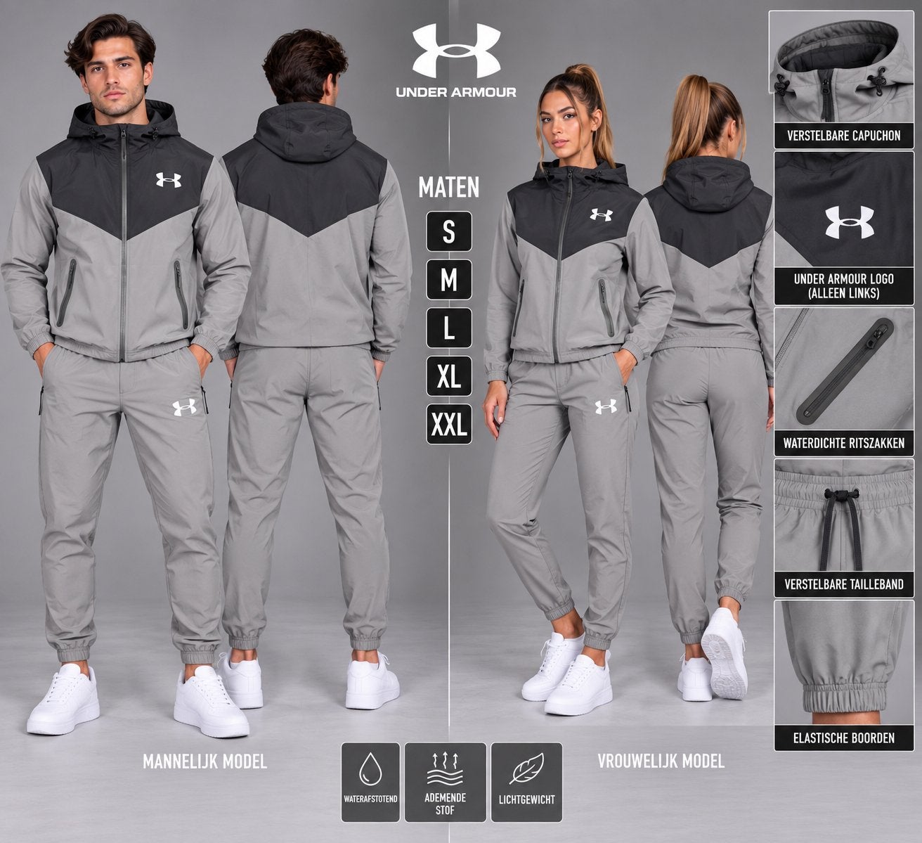Under Armour Trainingspak - Lichtgrijs/Donkergrijs - Nieuw, Ophalen of Verzenden, Nieuw, Overige maten, Grijs