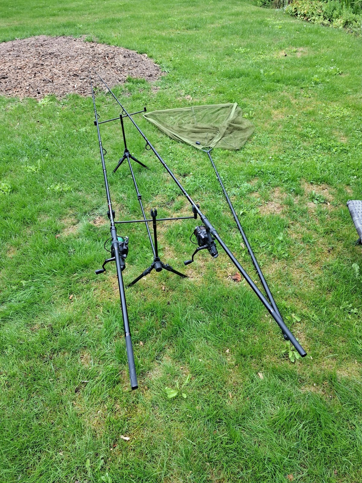 Complete karperset: 2 hengels, molens, schepnet, piepers, Ophalen, Nieuw, Complete set