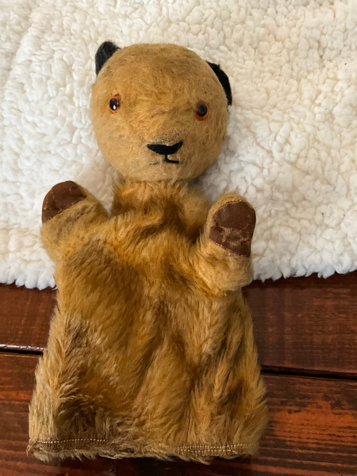 Prachtige antieke handpop van Steiff lieve beer, Ophalen of Verzenden