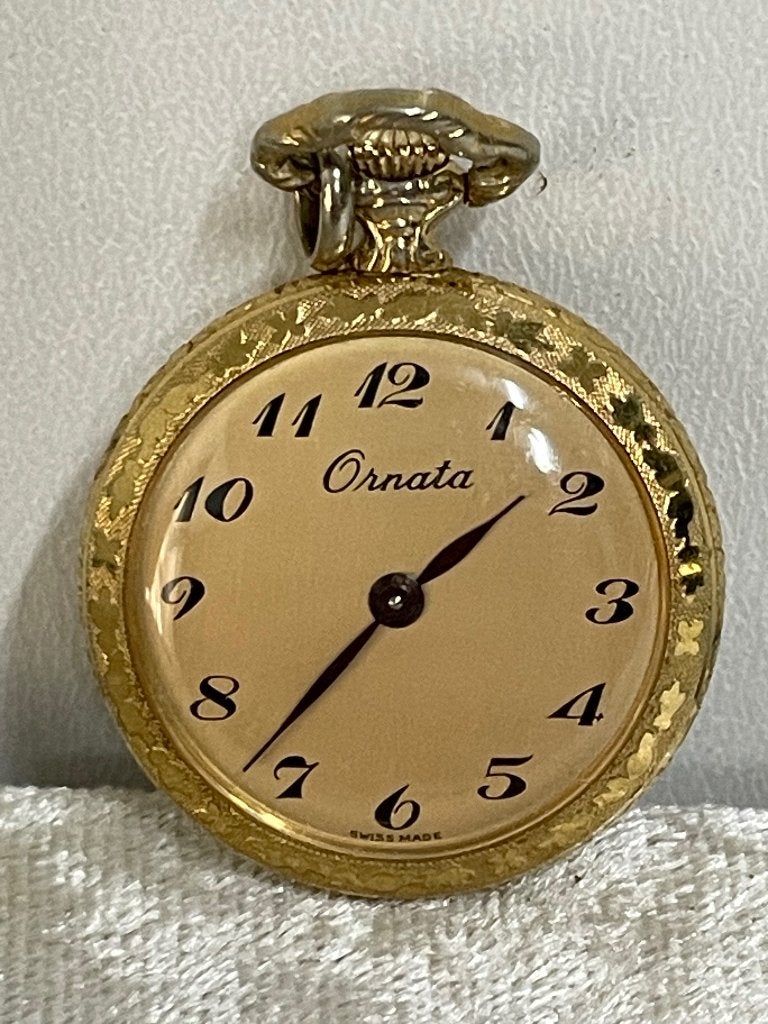 Vintage Zakhorloge Zwitsers Ornata, Overige materialen, Zakhorloge, Verguld, 1930 tot 1960