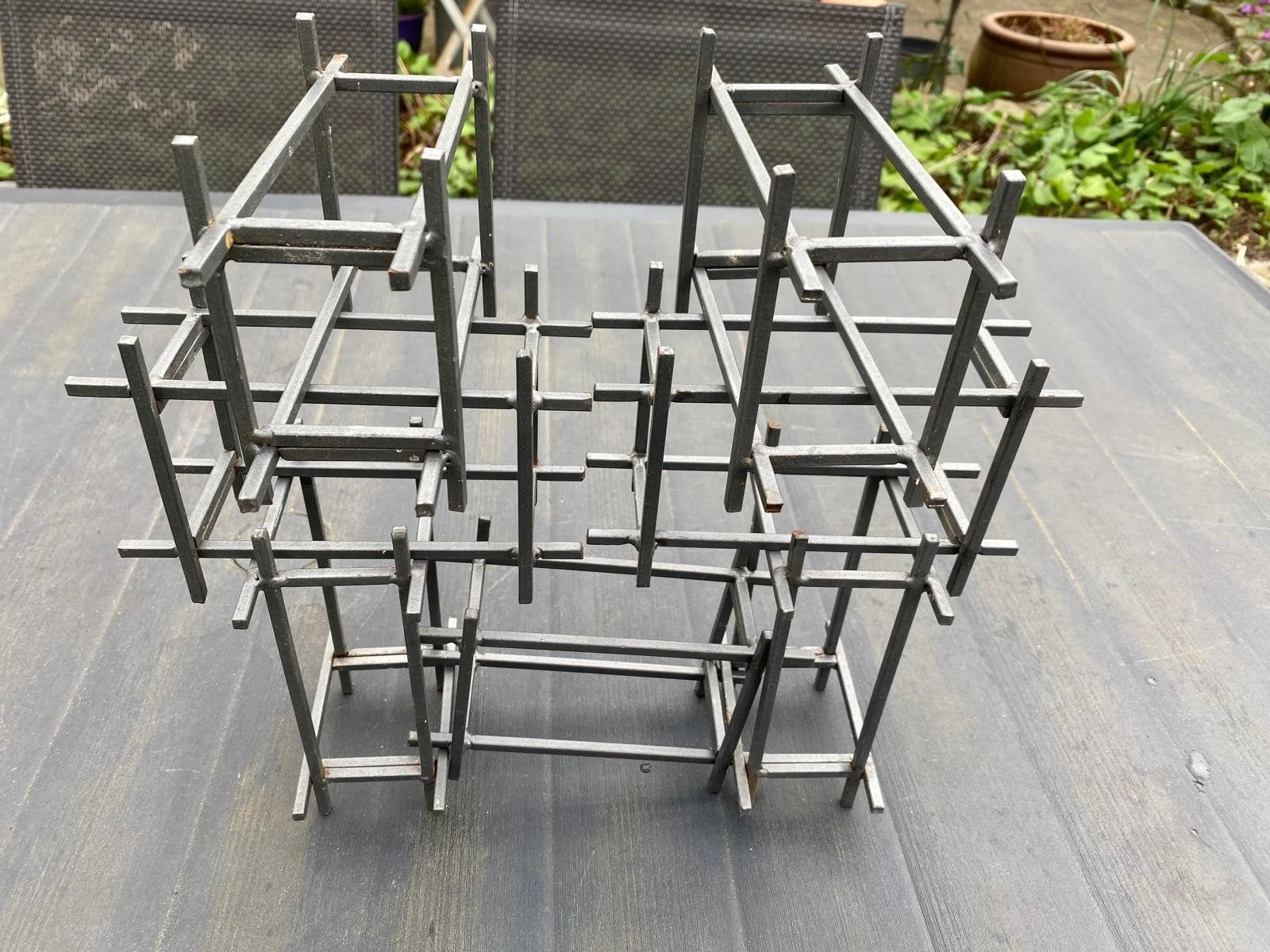 7 stalen rekjes met terracotta potjes metalen rek bloembak, Ophalen of Verzenden