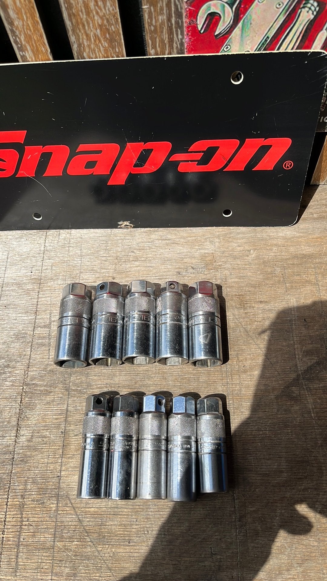 Partijtje Snap On bougiedoppen 3/8” drive, Ophalen of Verzenden, Zo goed als nieuw