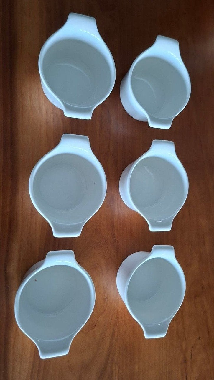 Set van 6 witte porseleinen ovenschaaltjes, Huis en Inrichting, Keuken | Servies, Overige merken, Ophalen of Verzenden, Modern