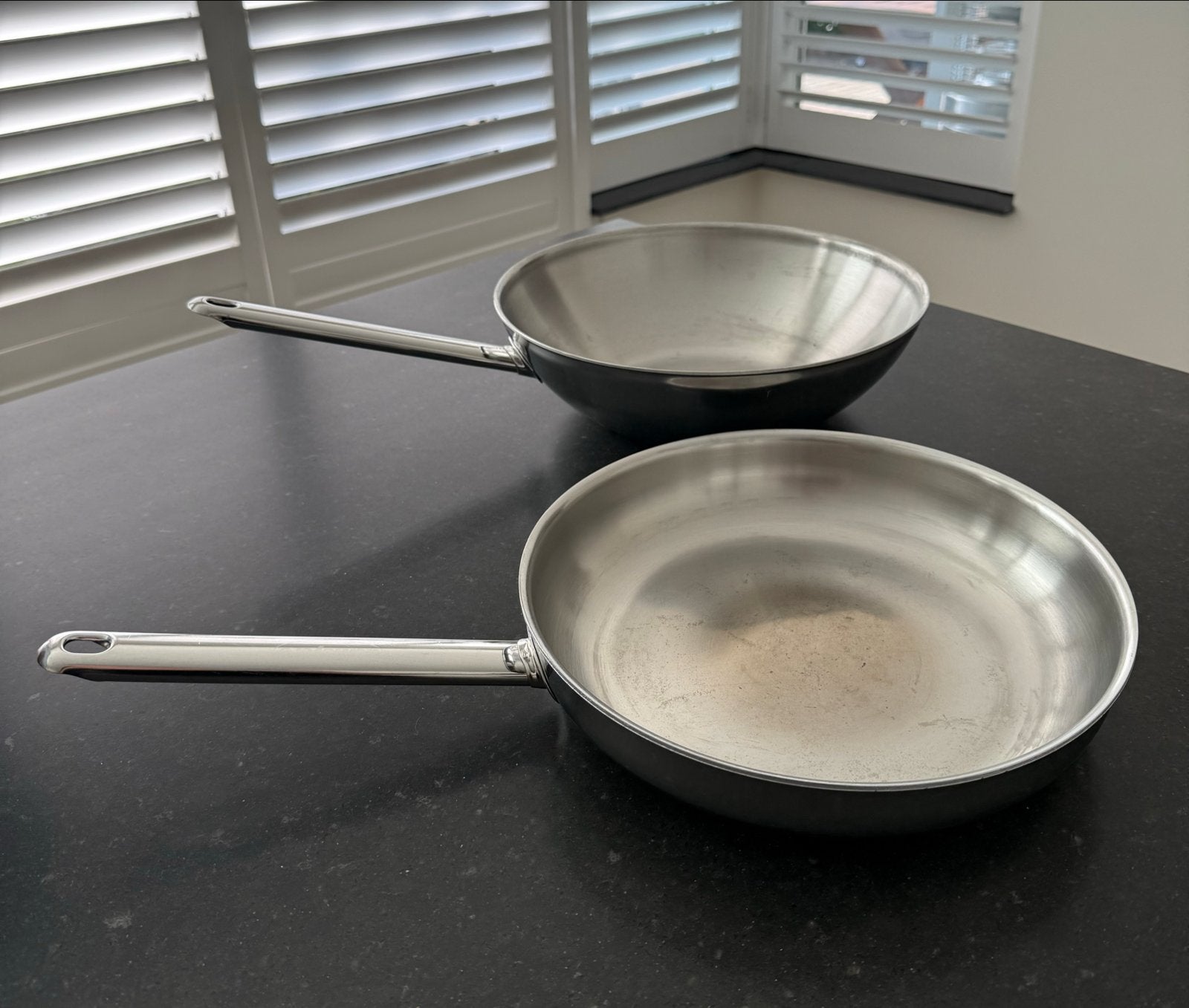 Demeyere wok en bakpan, Ophalen, Gebruikt, Inductieplaat, Rvs