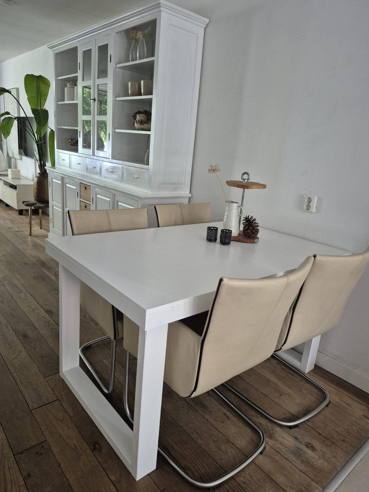 Witte EETTAFELS met witte U poten., Ophalen of Verzenden