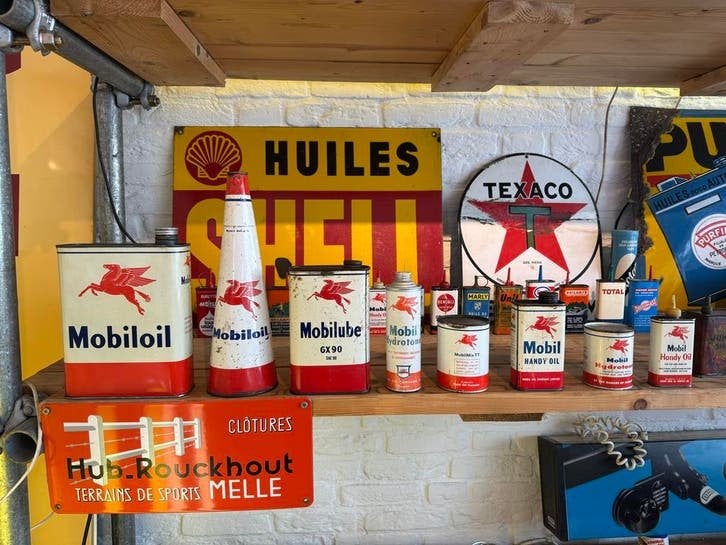 Vintage Mobil Olieblikken - Diverse Matchende Collectie, Verzamelen, Merken en Reclamevoorwerpen, Gebruikt, ., ., .