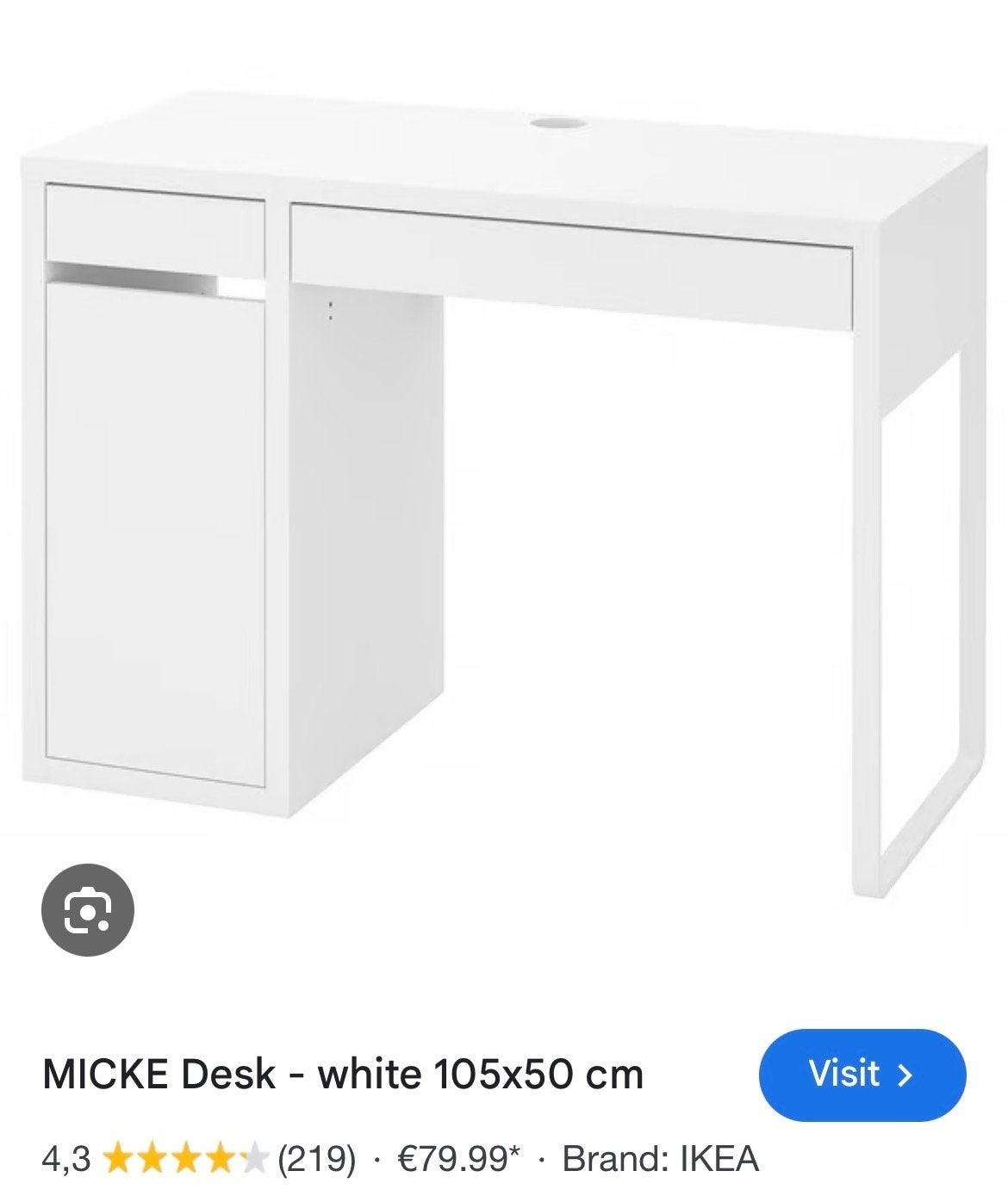 IKEA MICKE Bureau Wit - Compact en Functioneel, Huis en Inrichting, Bureaus, Ophalen, Demontabel, Gebruikt, Spaanplaat of MDF