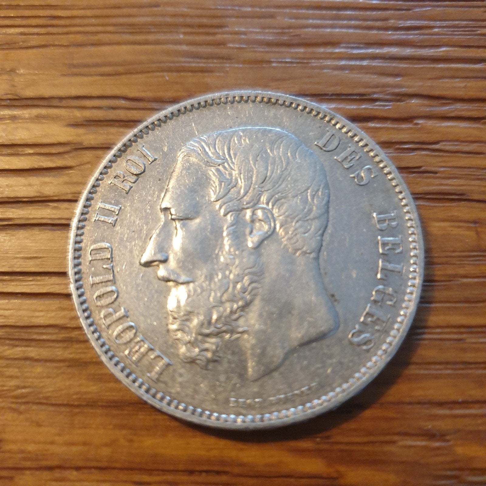 Belgische 5 Frank munt Leopold II 1875 Zilver, Zilver, Ophalen of Verzenden, Losse munt, Zilver