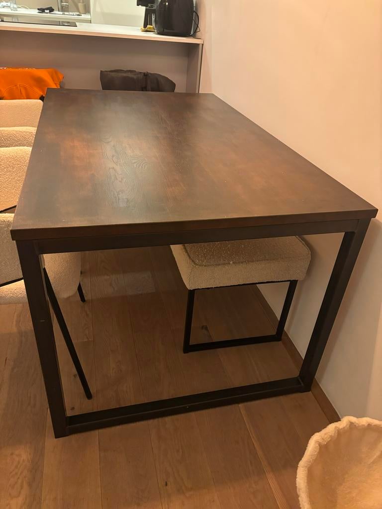 Eettafel eikenblad van Woood 150x90 cm, donker gebeitst, Huis en Inrichting, Tafels | Eettafels, Ophalen, Gebruikt, Eikenhout