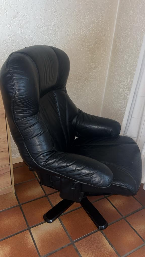 Leren stoel, Ophalen of Verzenden, Zo goed als nieuw, 75 tot 100 cm, 50 tot 75 cm
