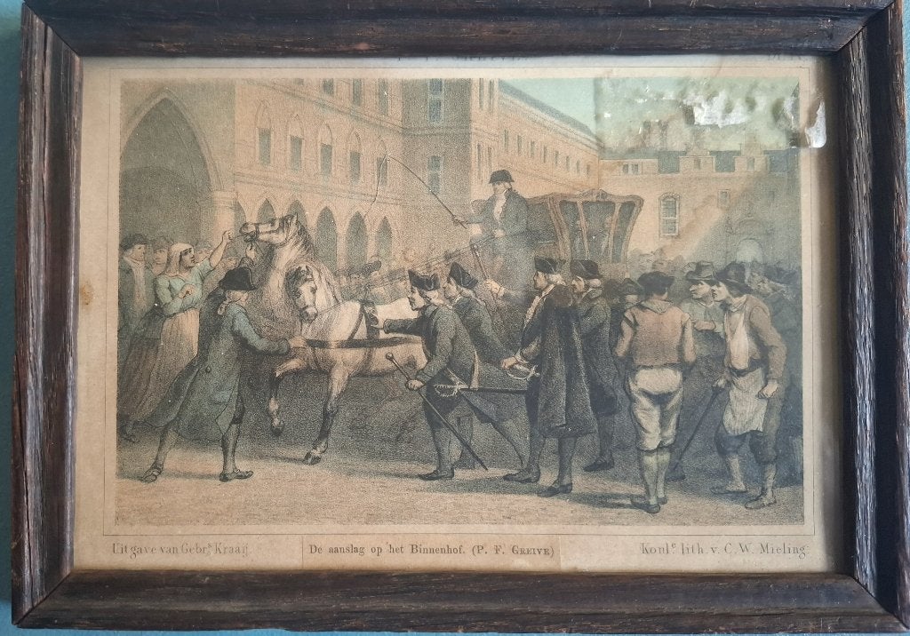 Ingekleurde Litho Aanslag op het Binnenhof, 1786 CW Mieling, Ophalen of Verzenden