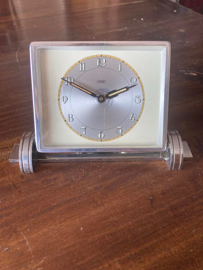 Vintage Haller Tafelklok - Art Deco Stijl, Antiek en Kunst, Ophalen of Verzenden