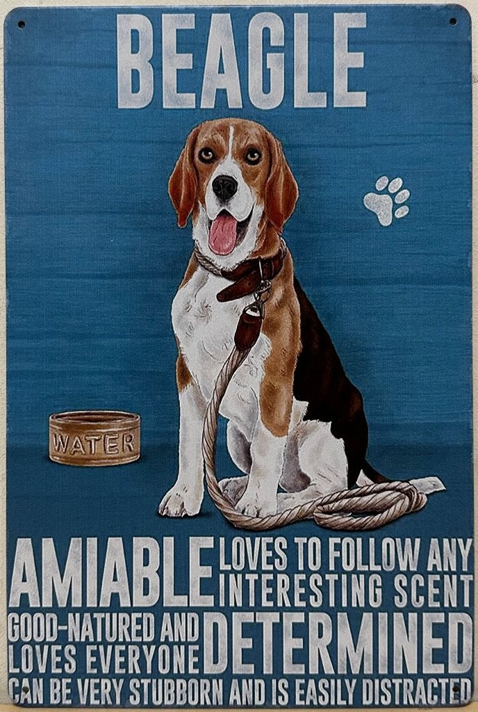 Beagle hond eigenschappen reclamebord van metaal wanddedco, Dieren en Toebehoren, Honden-accessoires, Info@deconoord.nl, Deco Noord
