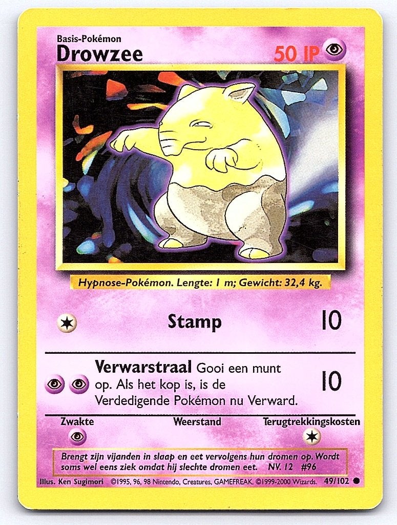 Drowzee 49/102 Common Base Set Nederlands, Ophalen of Verzenden, Gebruikt, Losse kaart