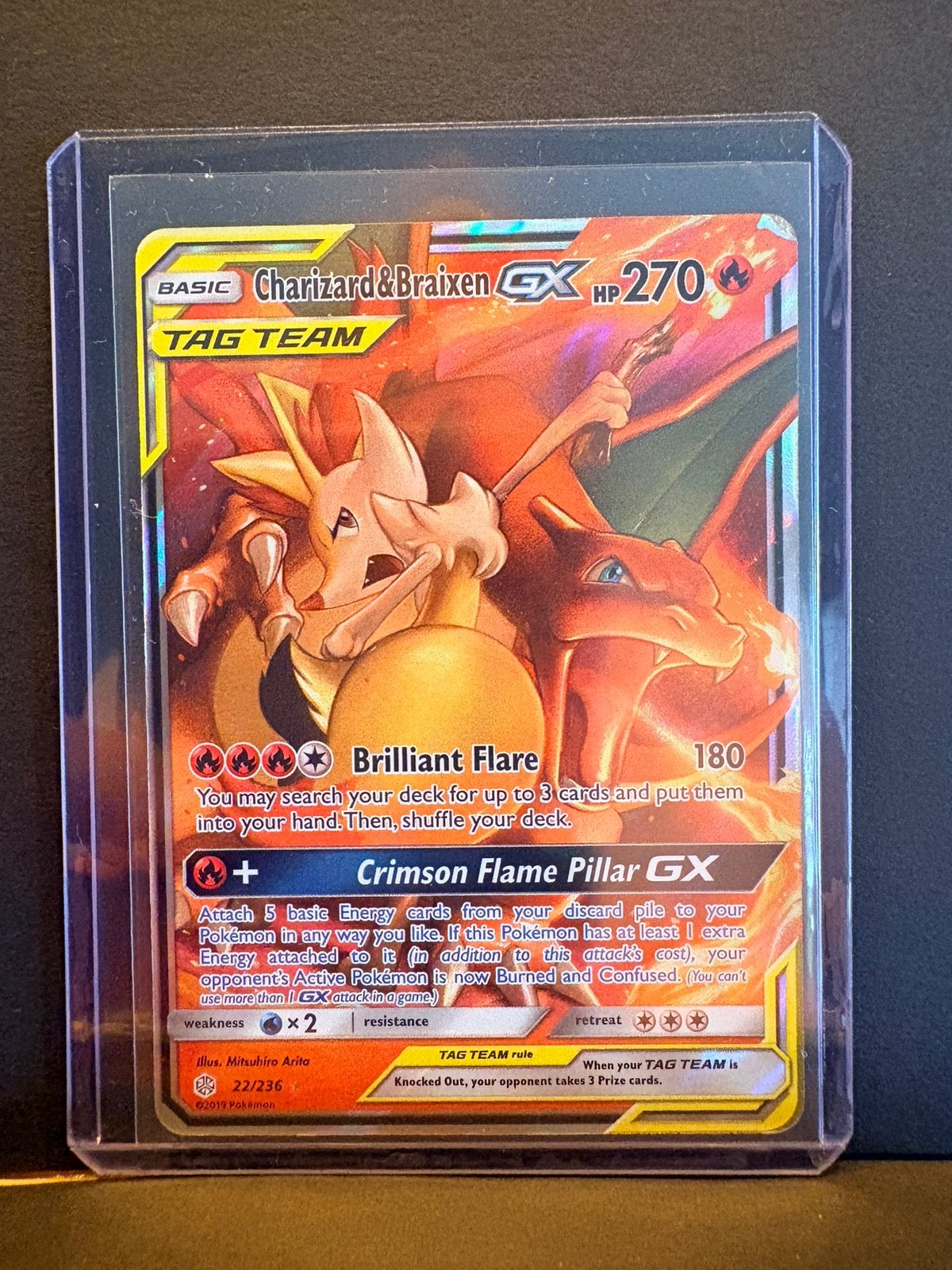 Charizard & Braixen 22/236 CEC, Ophalen of Verzenden, Gebruikt, Losse kaart, Foil