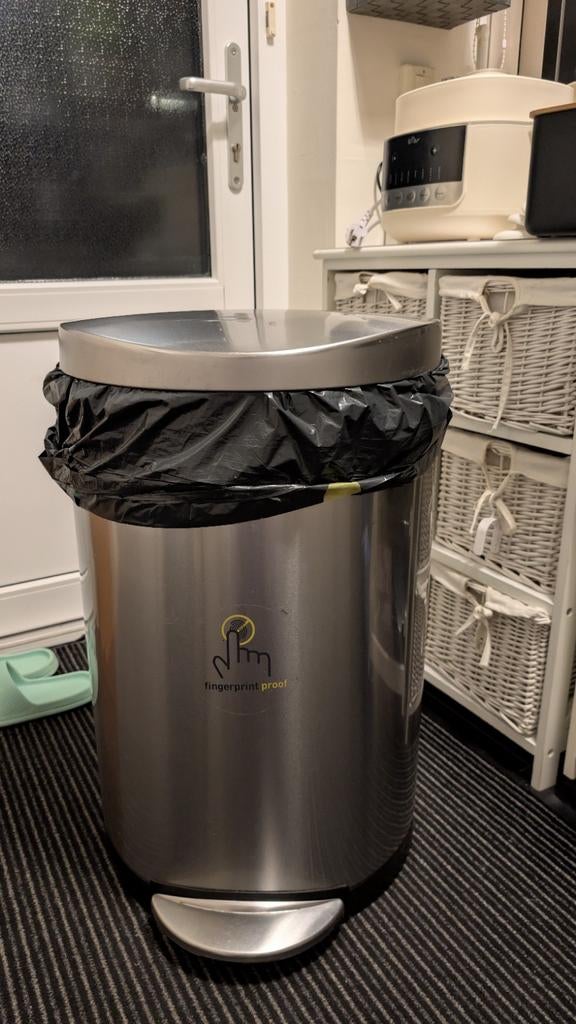 Simplehuman prullenbak te koop, 40 liter of meer, Ophalen, Minder dan 50 cm