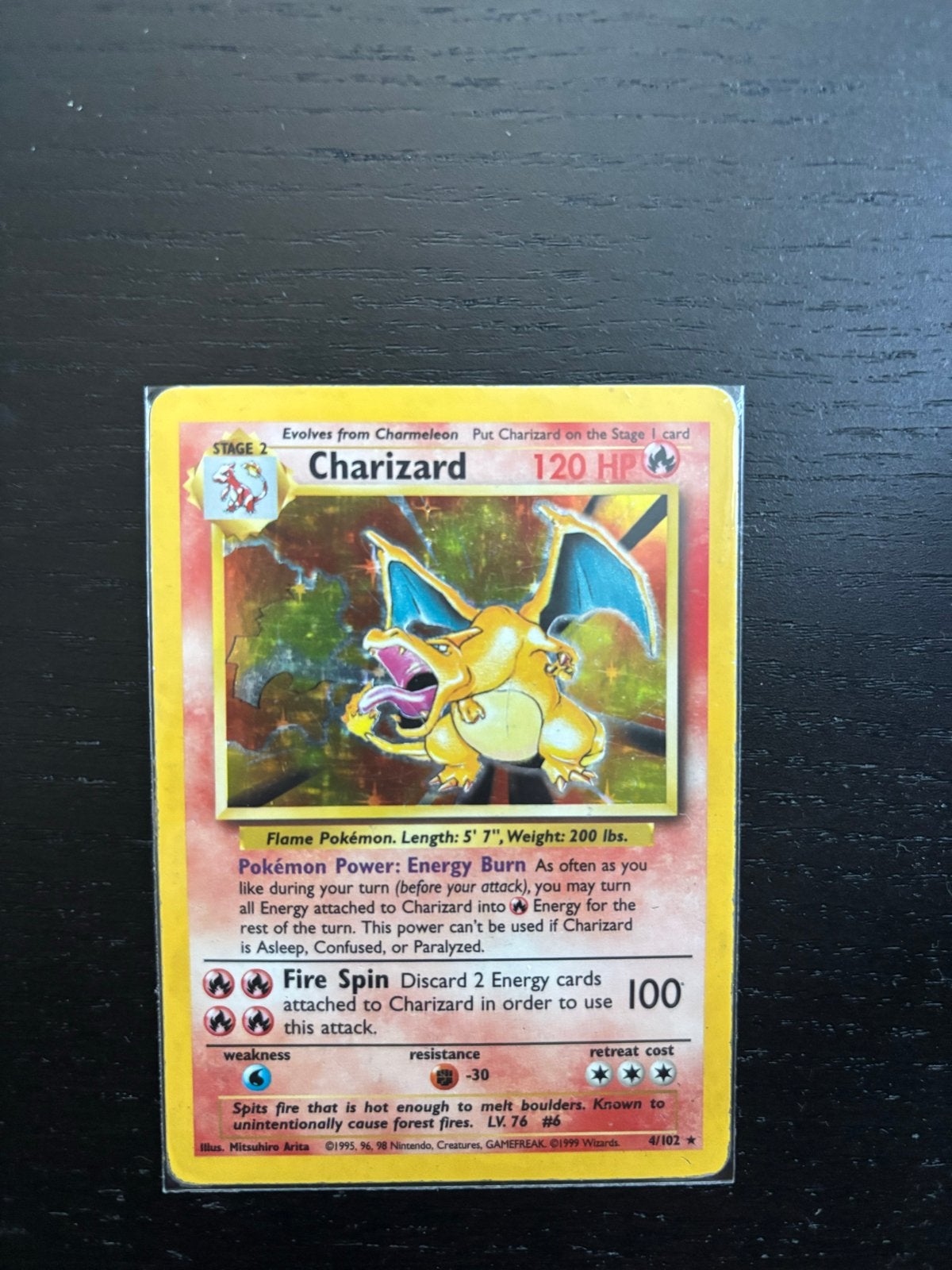 Charizard Base Set 4/102 Holo Pokémon Kaart (Engels), Ophalen of Verzenden, Gebruikt, Losse kaart, Foil