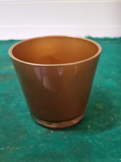 bloempot glas goud kleurig, Ophalen of Verzenden, 'T Olde Gre-j, Info@toldegrej.nl, Endepoelstraat 20f Didam