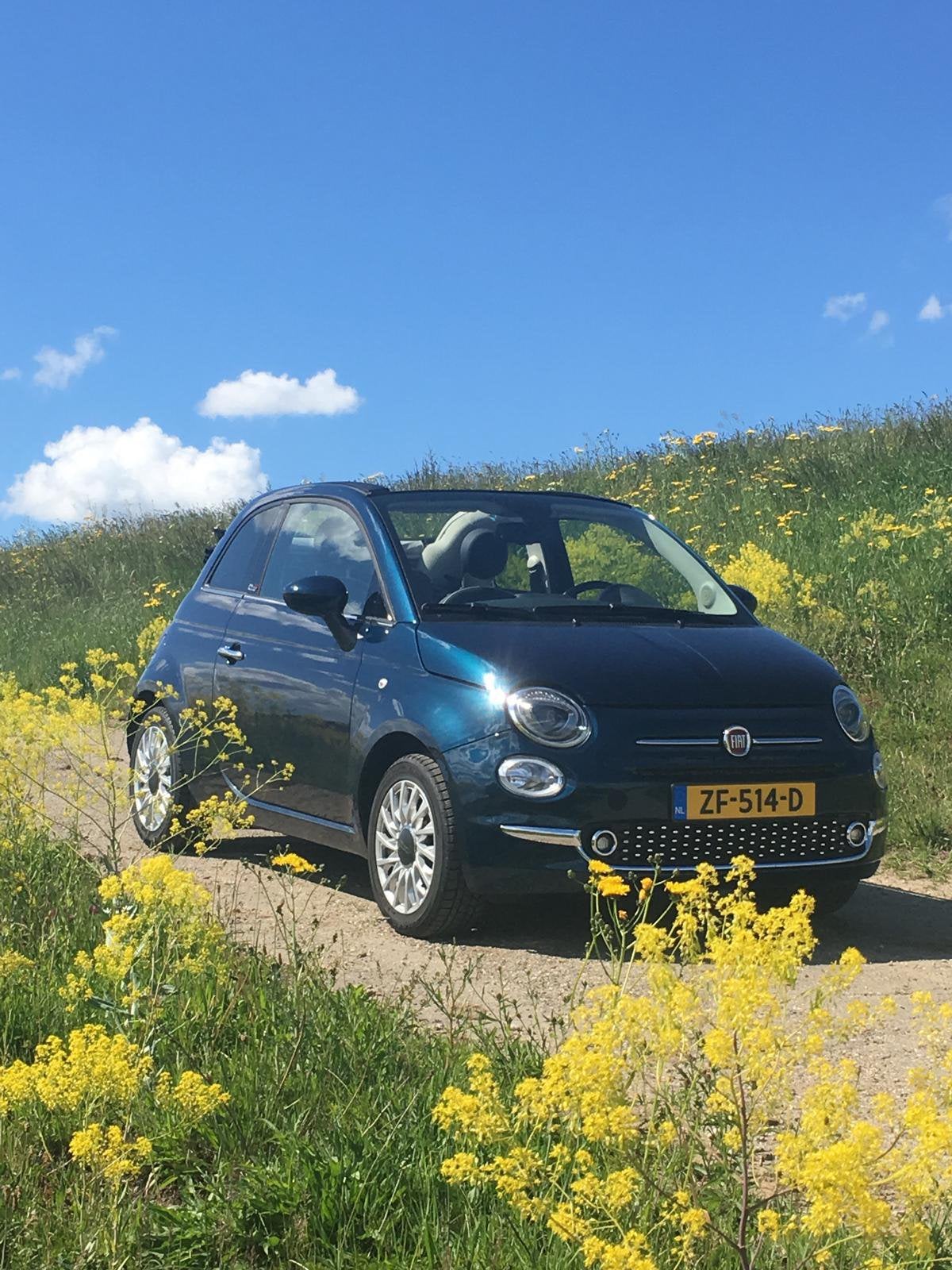 Fiat 500C Cabriolet 1.2 69pk 2017 Blauw, Auto's, Voorwielaandrijving, 4 cilinders, Cabriolet, Handgeschakeld